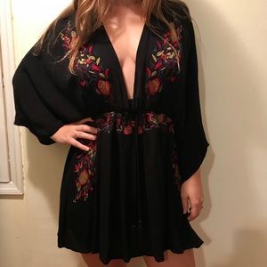 Black deep v dress